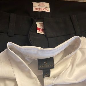 Combo Women's Black slacks Size 10 and white shirt size L